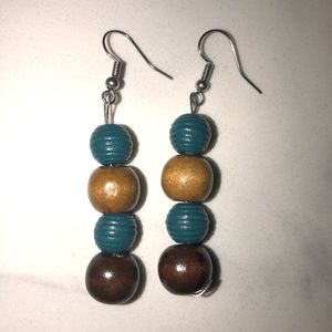 homemade wood beaded earrings
